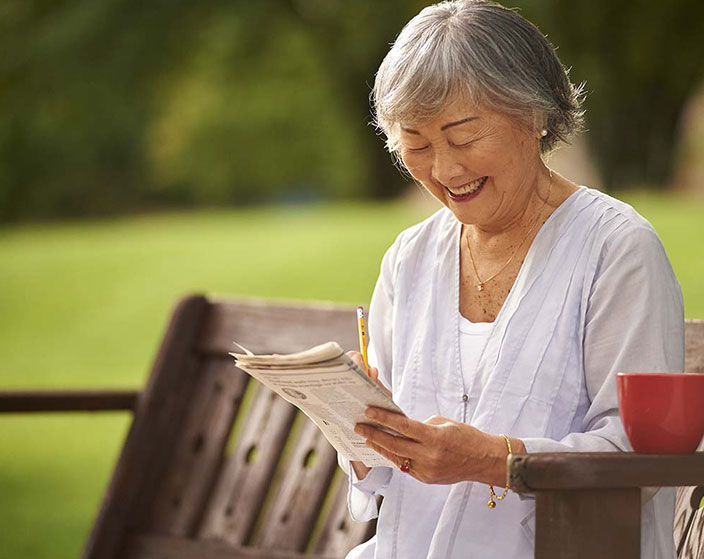 Lady reading and relaxing